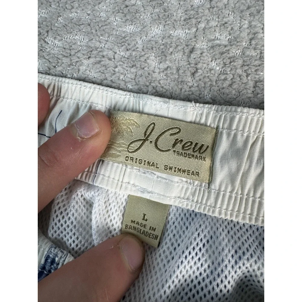 J.Crew Swim Trunks Shorts Mens Large White Nautical Map Print Lined‎ Drawstring